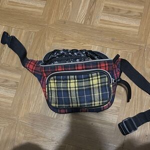 Plaid Waist Bag with Adjustable Strap